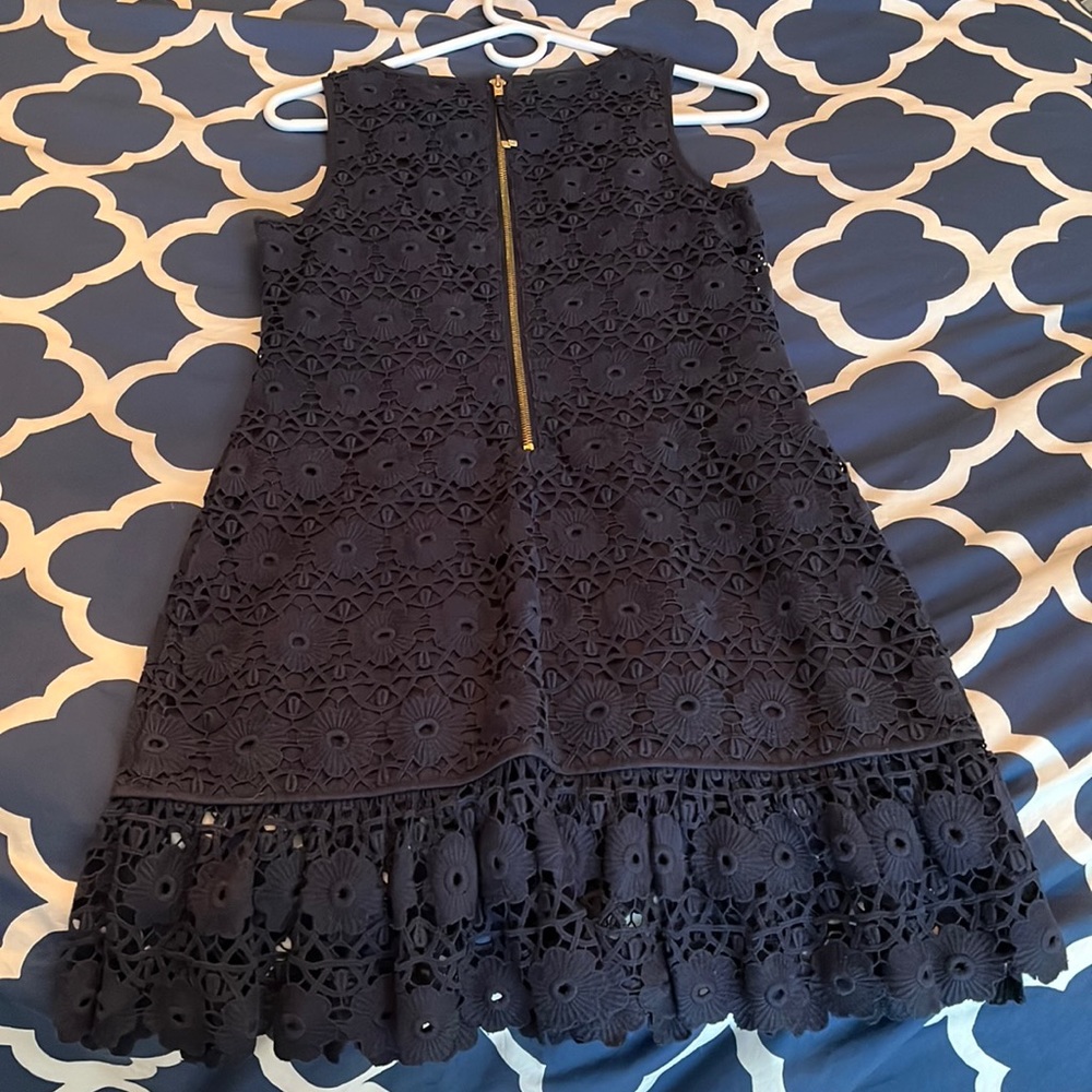 Juicy Couture Navy Blue Lace Dress with Gold Accents